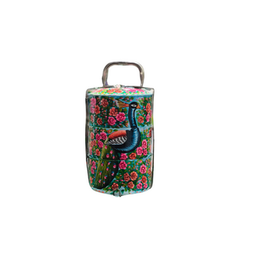 ✨ Stylish 3-Step Lunch Box with Handmade Artwork