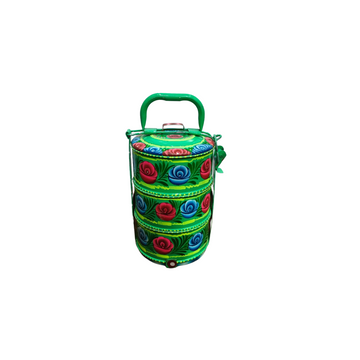 ✨ Stylish 3-Step Lunch Box with Handmade Artwork